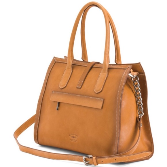 CAVALCANTI Natural  Made In Italy Leather Burnished Satchel - Picture 2 of 6